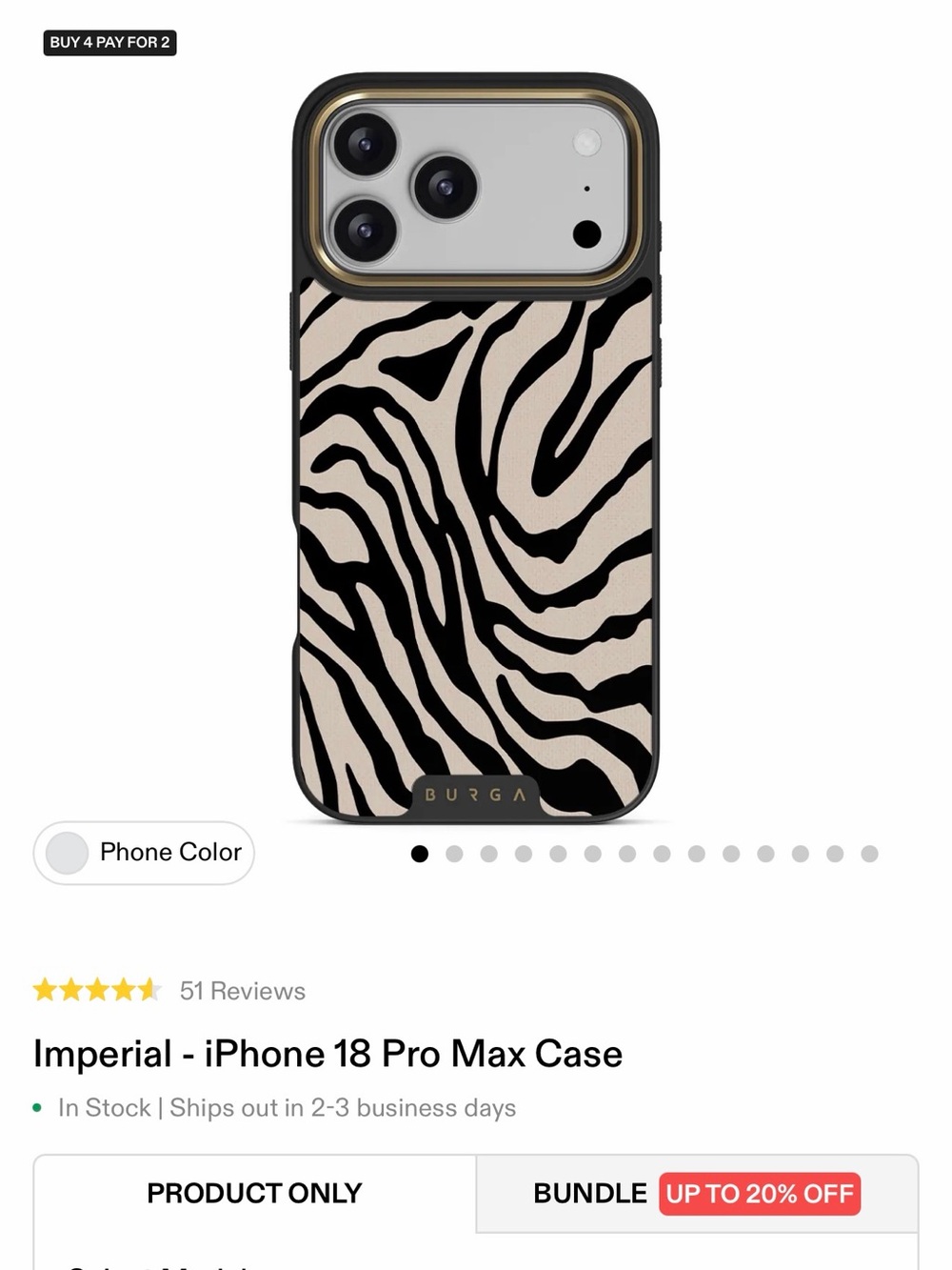 BURGA Zebra Print iPhone Case – Beige & Black